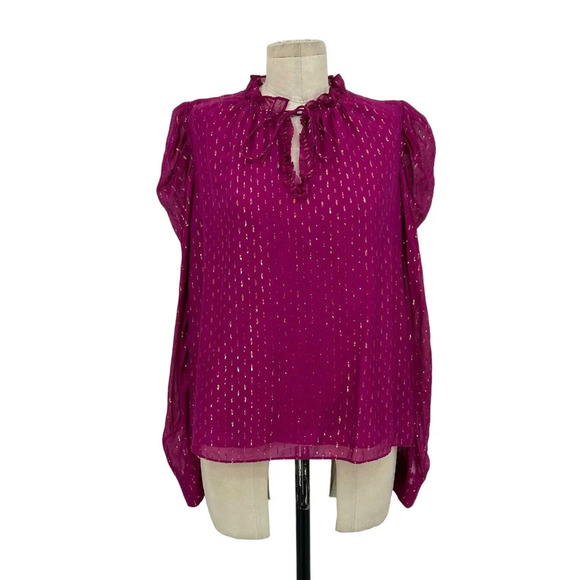 Generation Love Lou Blouse in Magenta Gold‎ Metallic Size Large - Picture 2 of 9